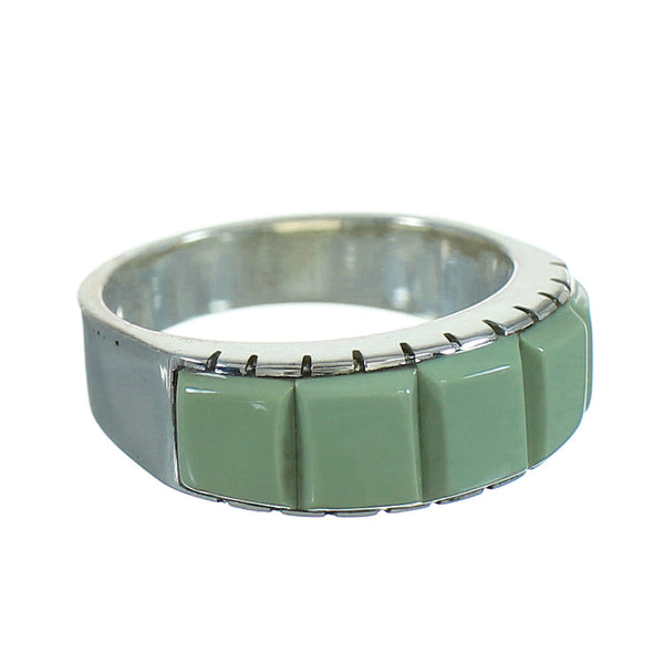 Southwest Turquoise Inlay Silver Ring Size 7 AX85010